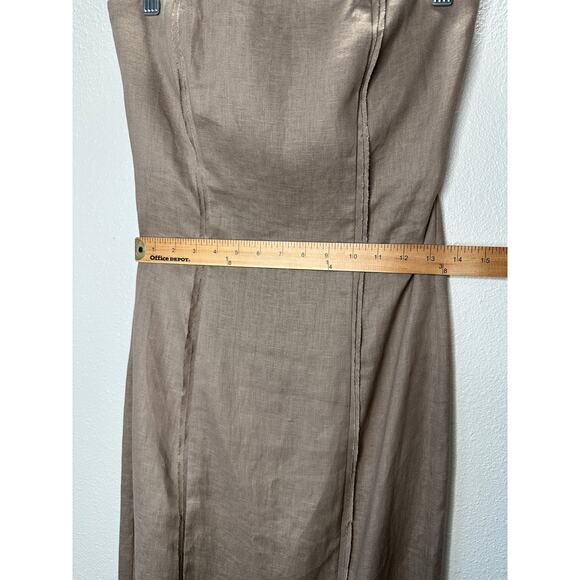 All Row Taupe Strapless Raw Pleat Front Design Back Zip Maxi Dress S - Picture 10 of 12